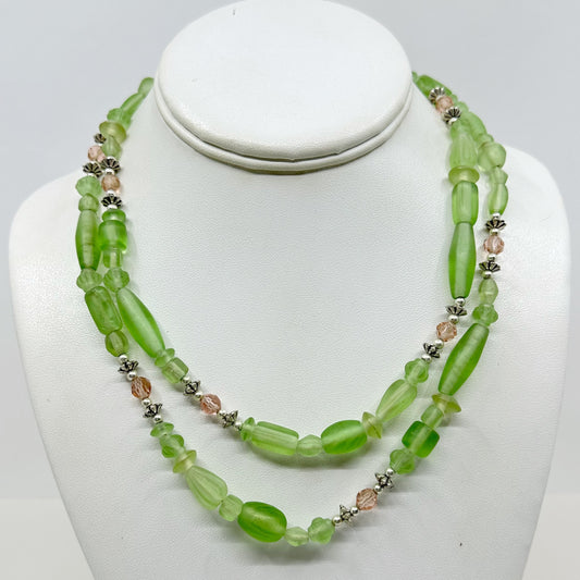 Hand Made glass & crystal beads necklace