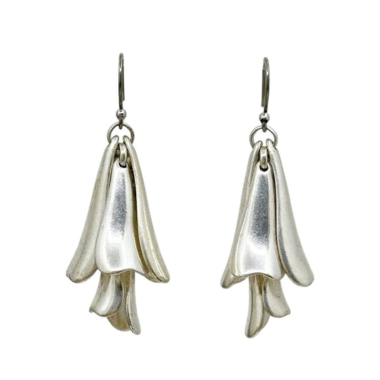 Silver tone Petal drop earrings