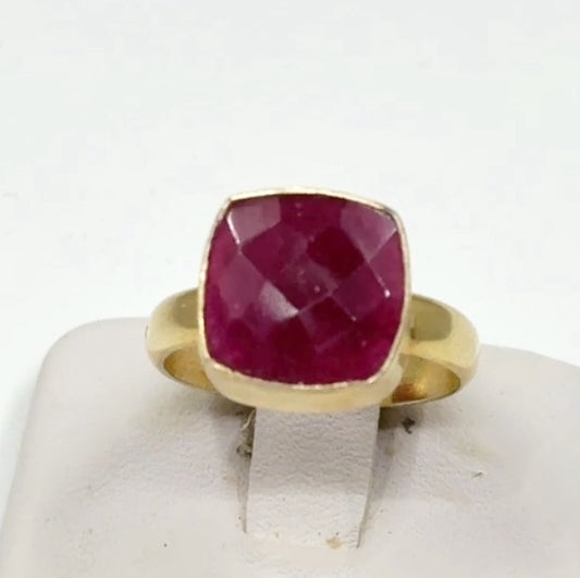 Gold Vermeil sterling silver ruby ring - GM257