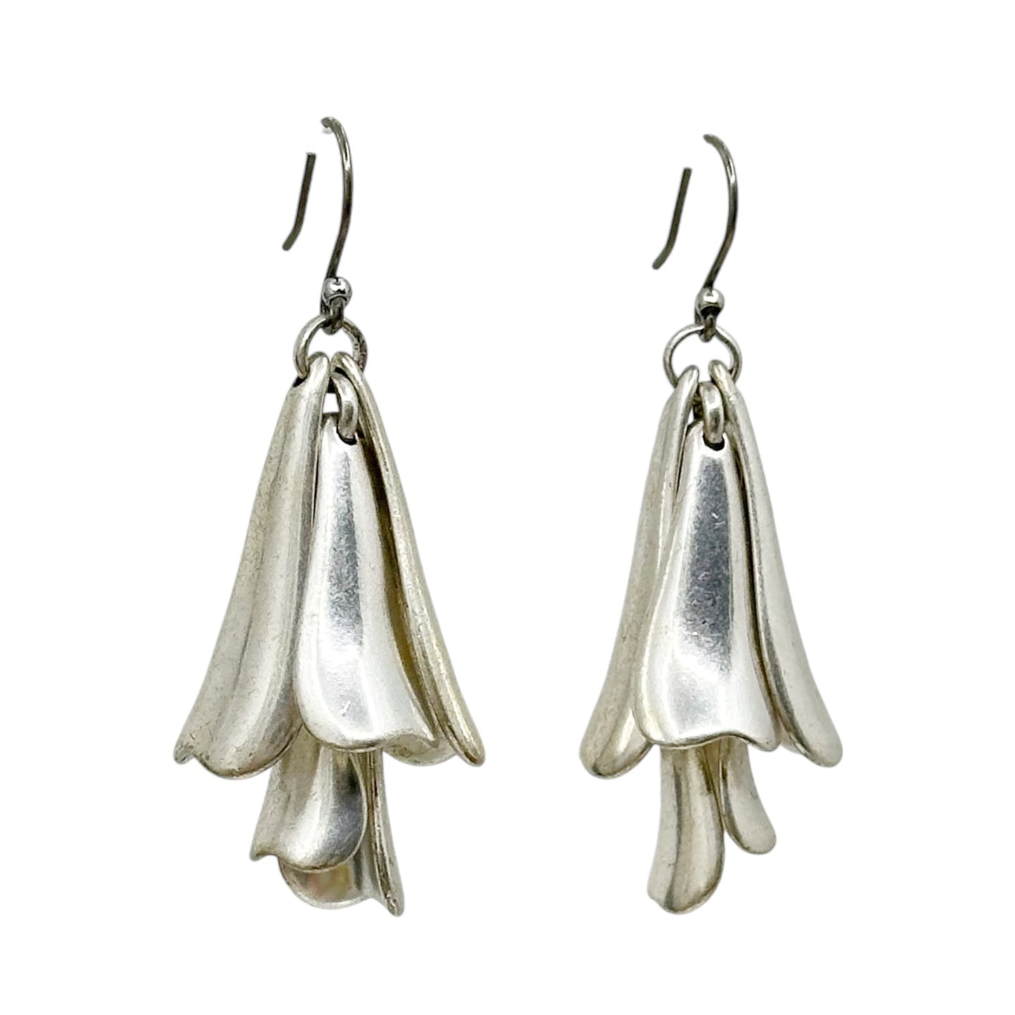 Silver tone Petal drop earrings