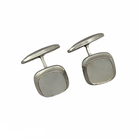 12k white Gold filled mother pearl cufflinks