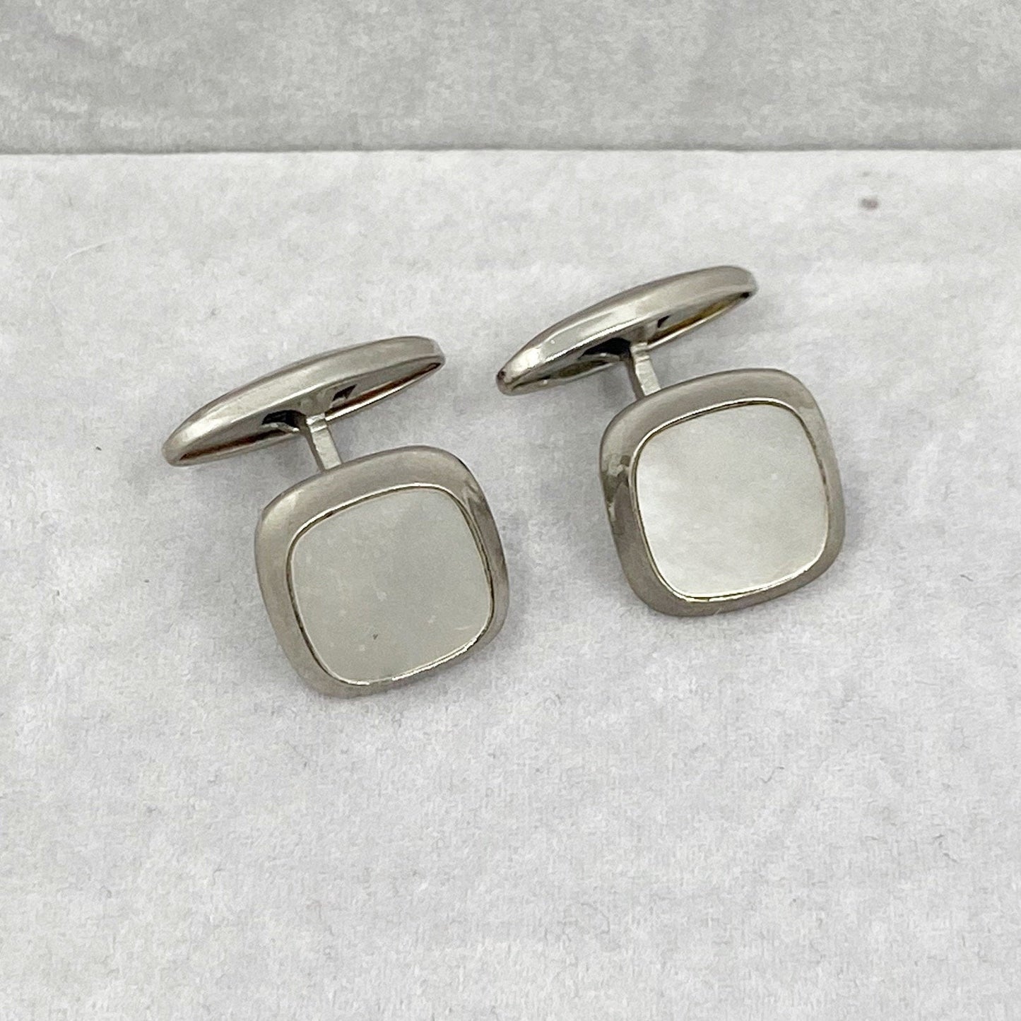 12k white Gold filled mother pearl cufflinks