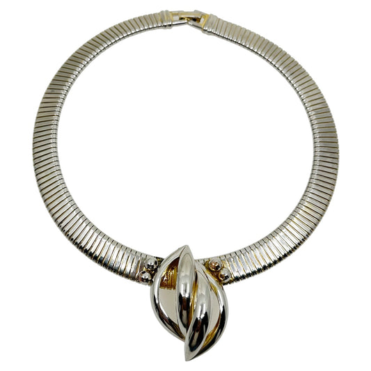 Vintage Silver tone tubogas necklace