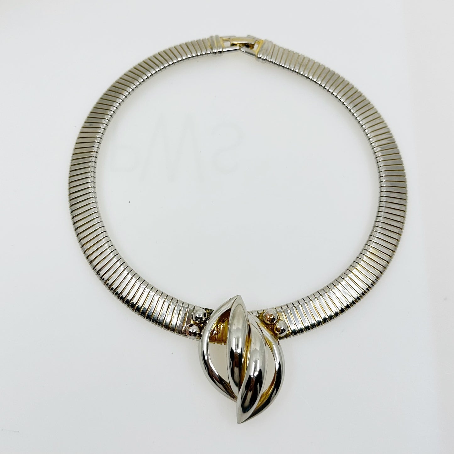 Vintage Silver tone tubogas necklace