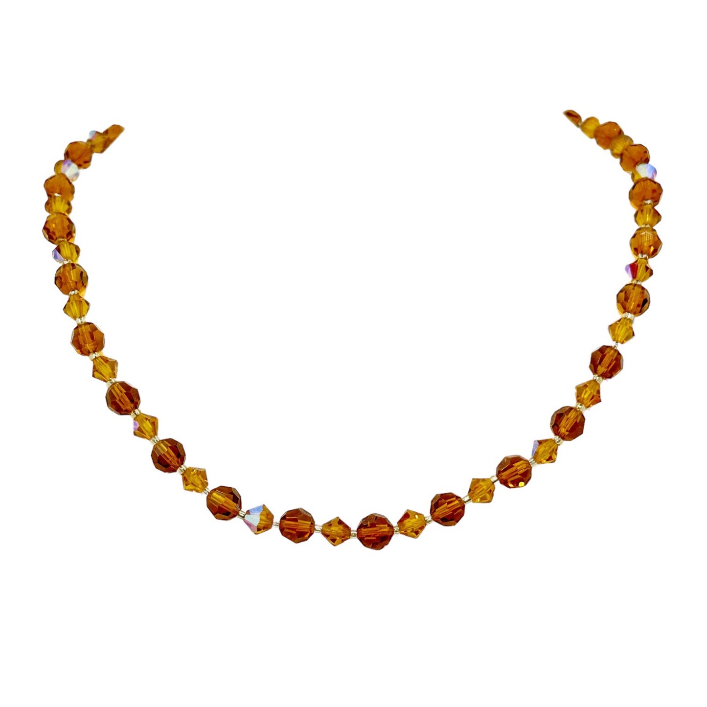 Vintage amber crystal bead necklace