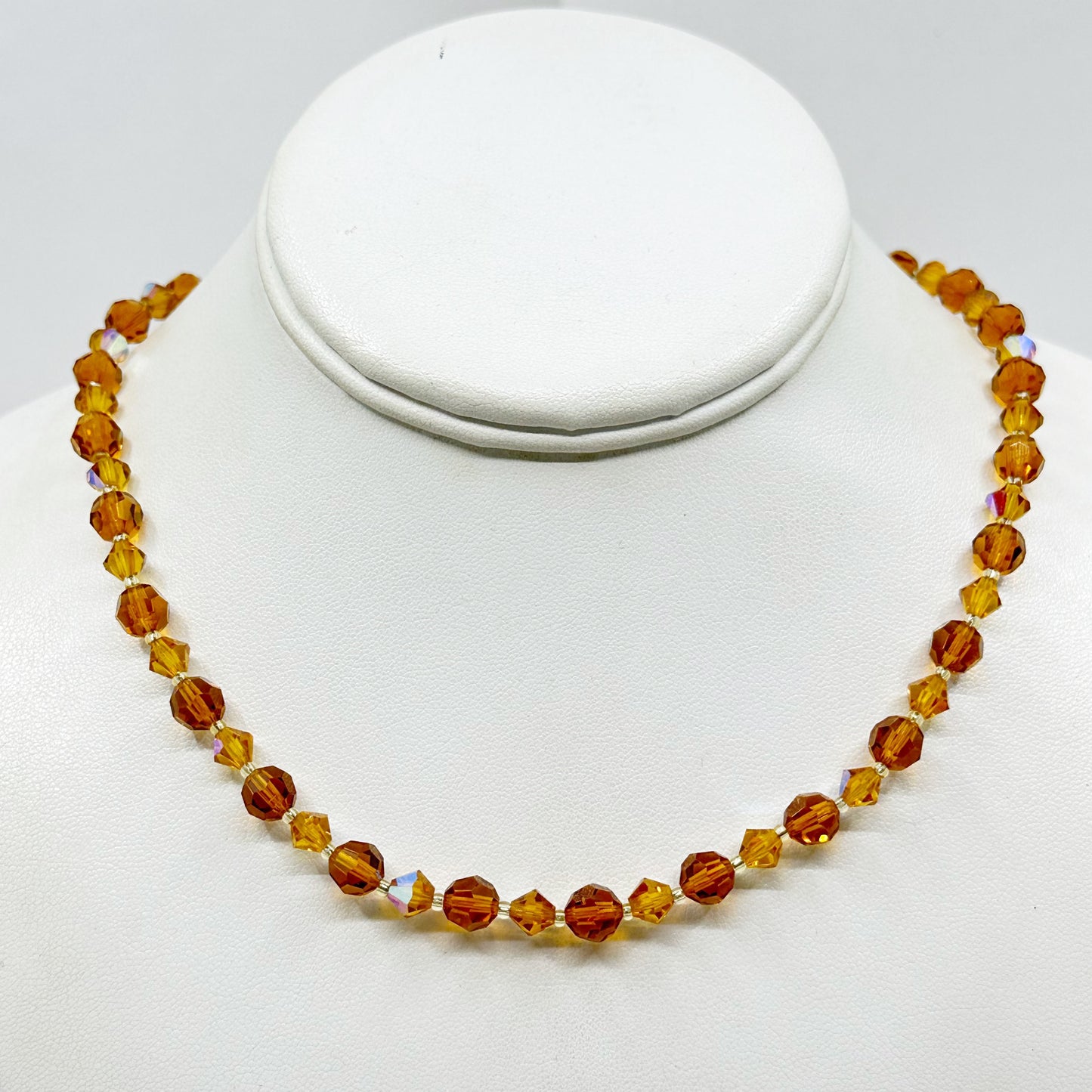 Vintage amber crystal bead necklace