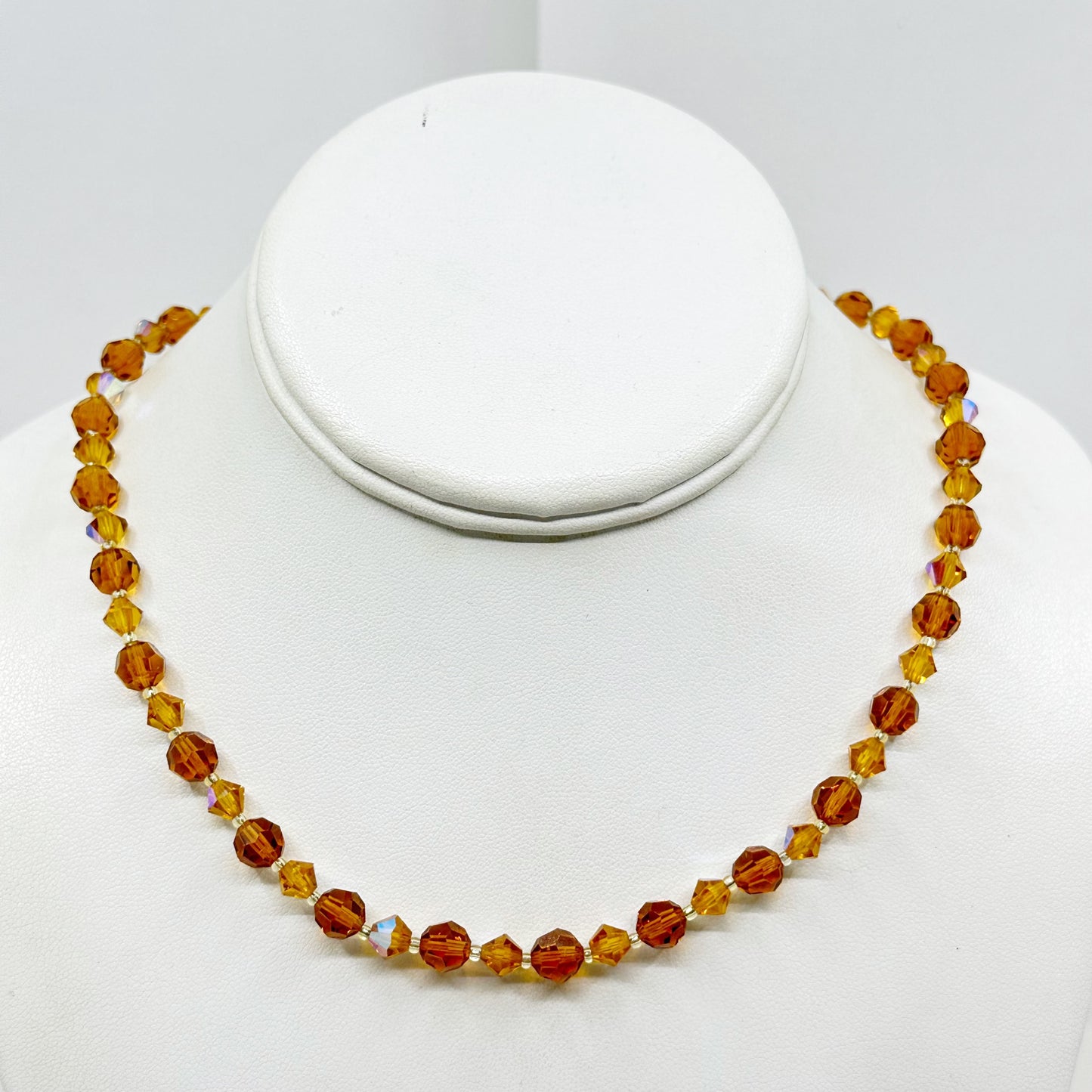 Vintage amber crystal bead necklace