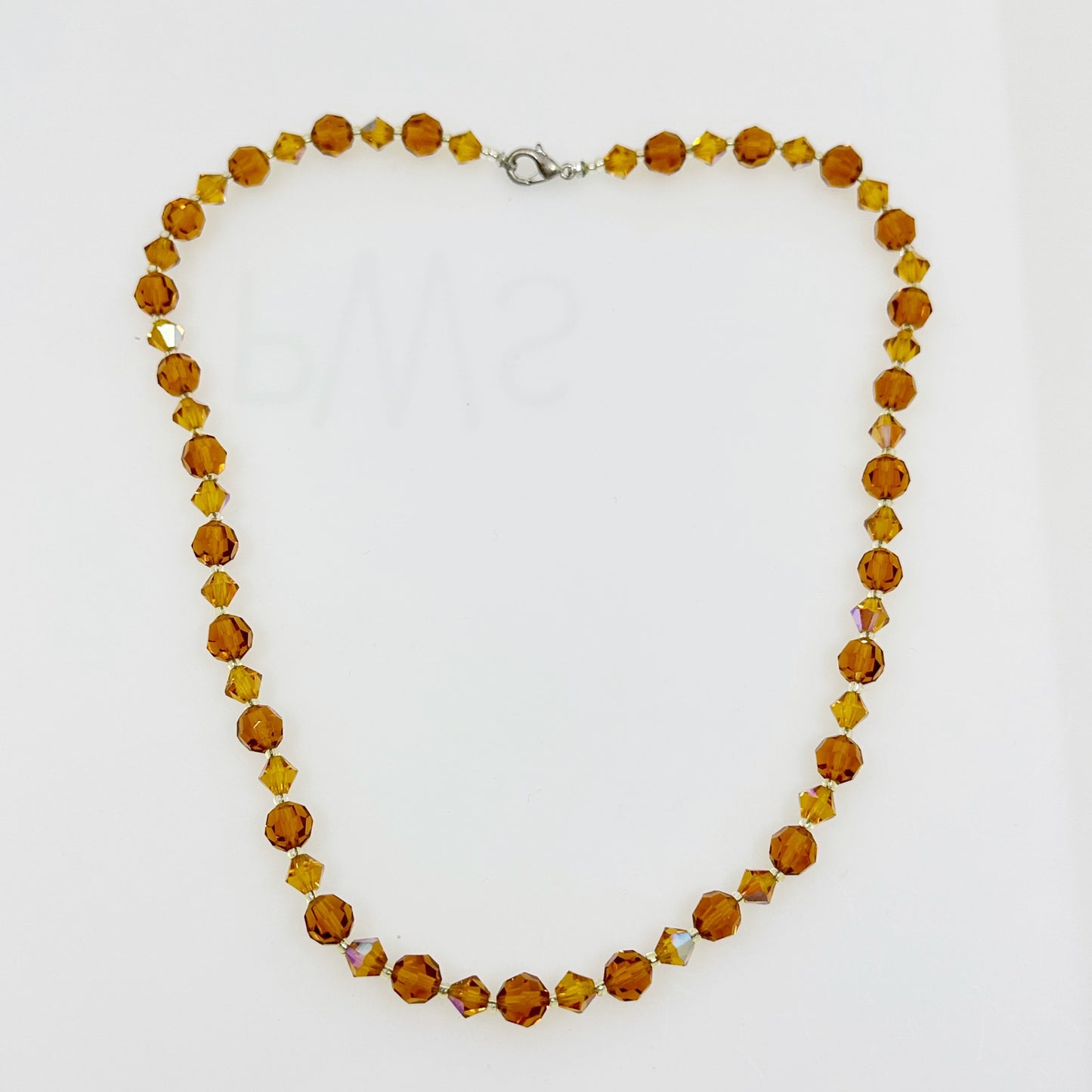 Vintage amber crystal bead necklace