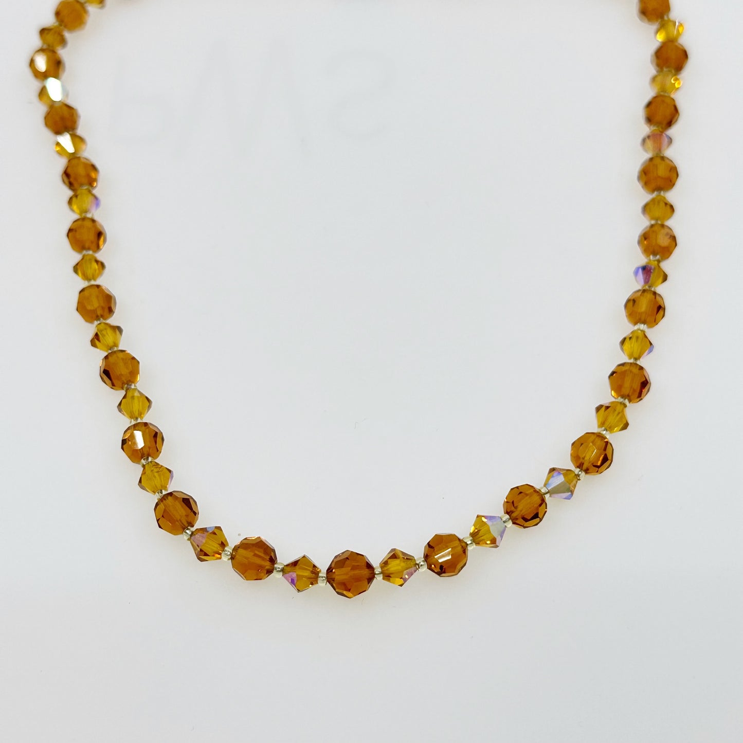 Vintage amber crystal bead necklace