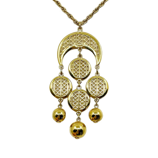 Vintage Trifari Gold Tone chandelier pendant necklace