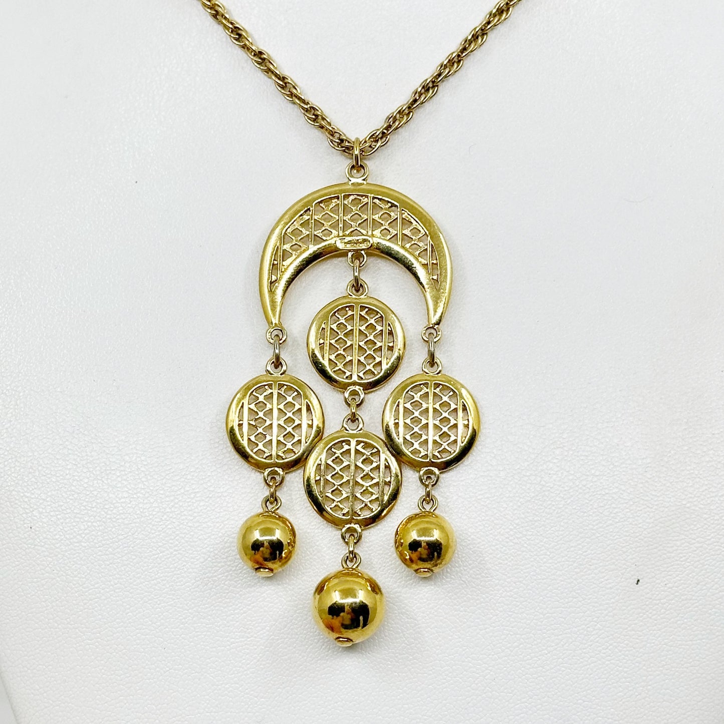 Vintage Trifari Gold Tone chandelier pendant necklace