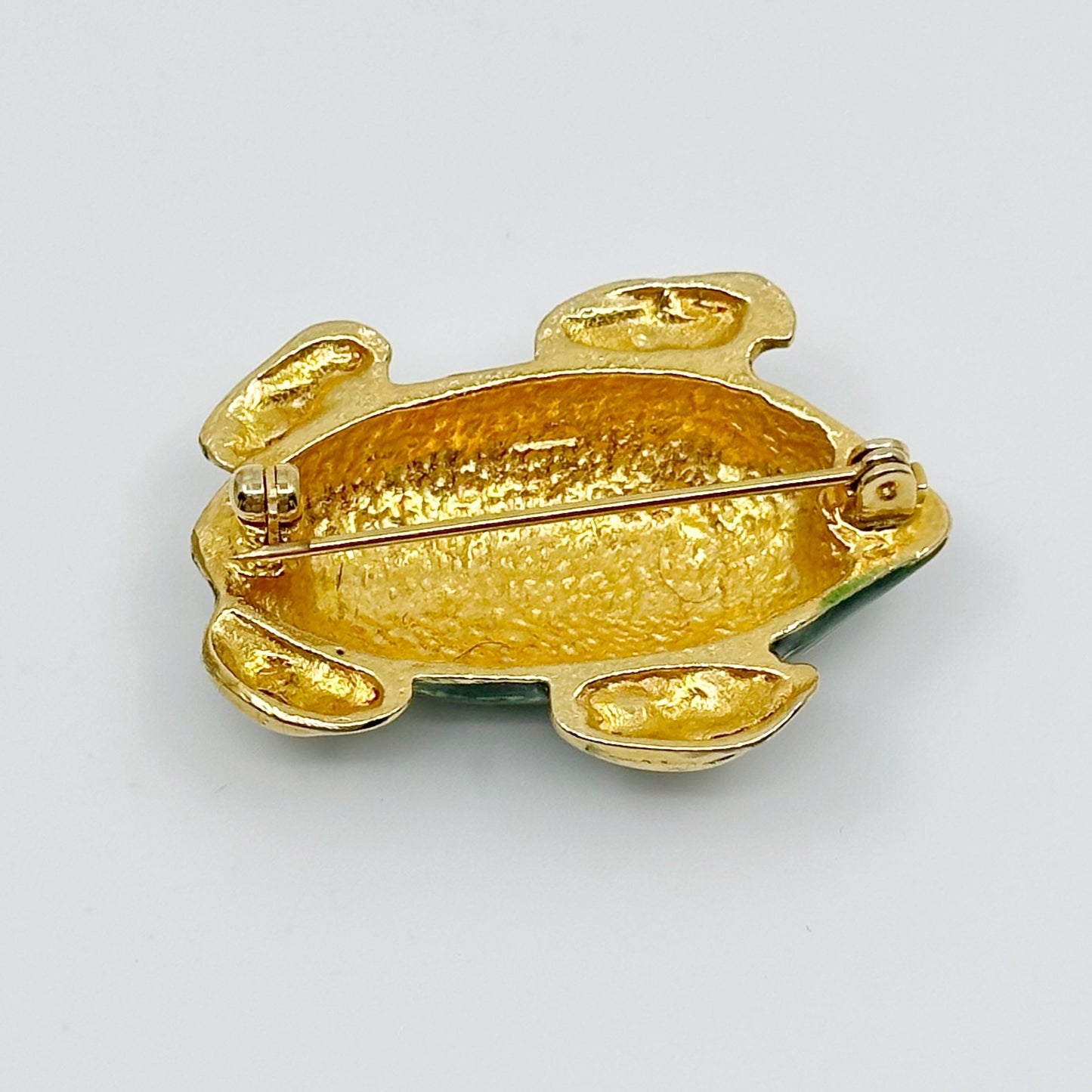 Vintage Gold tone Rhinestone enamel Frog brooch