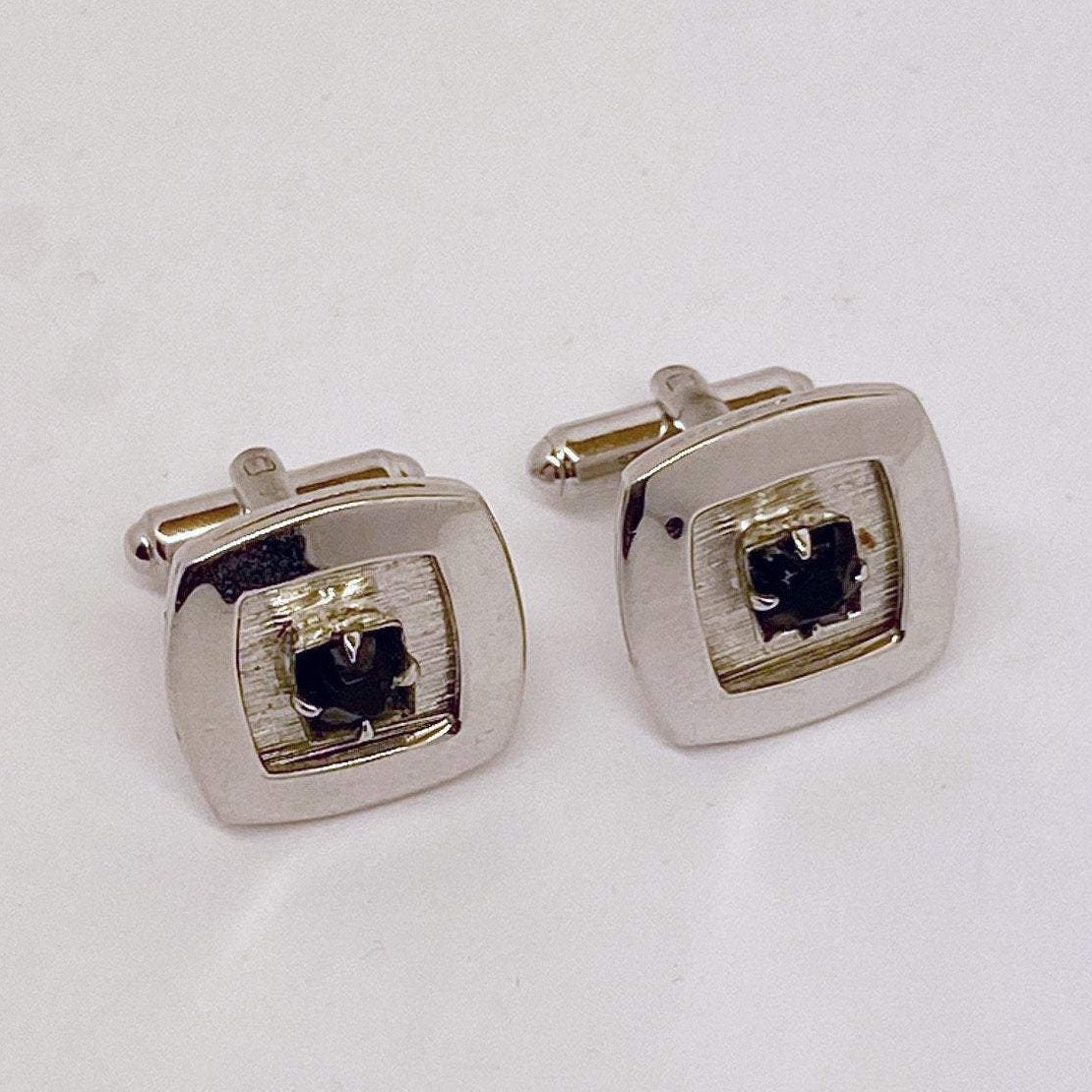 stainless steel onyx cufflinks