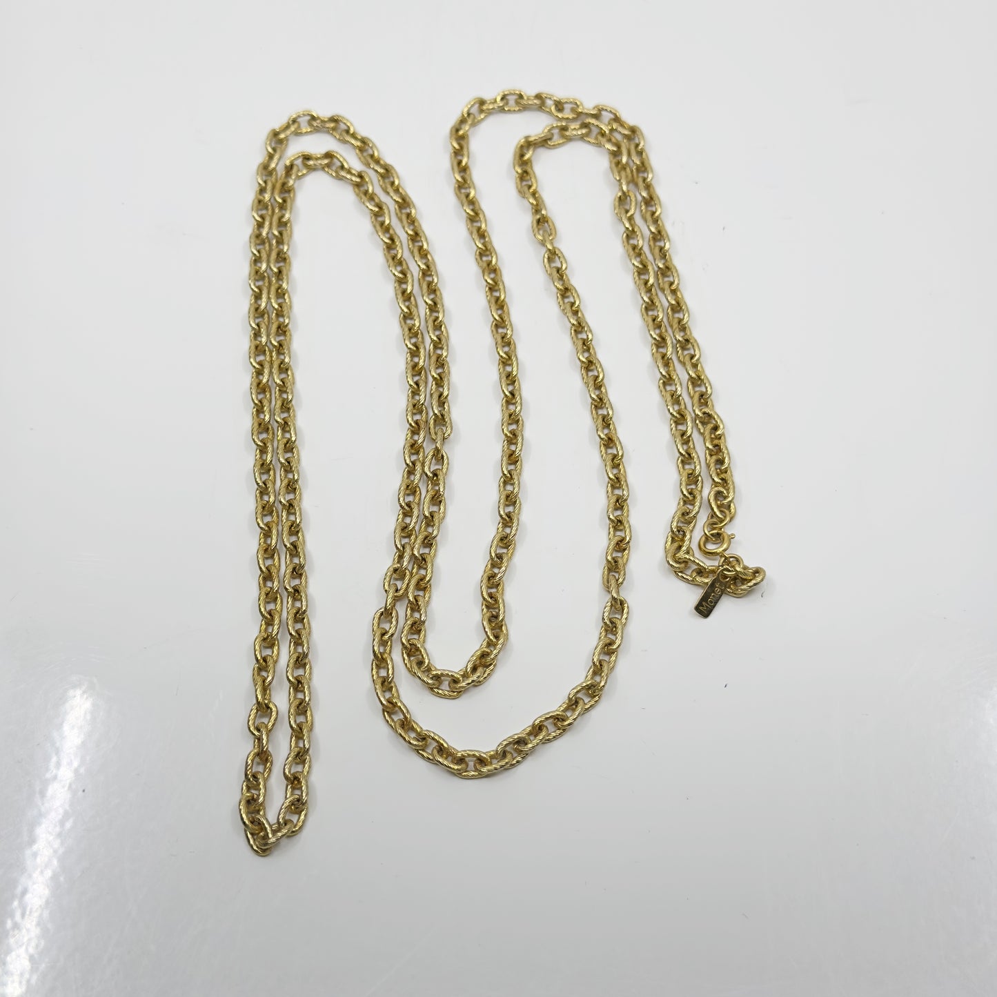 Vintage 55" long Monet Gold tone chain necklace