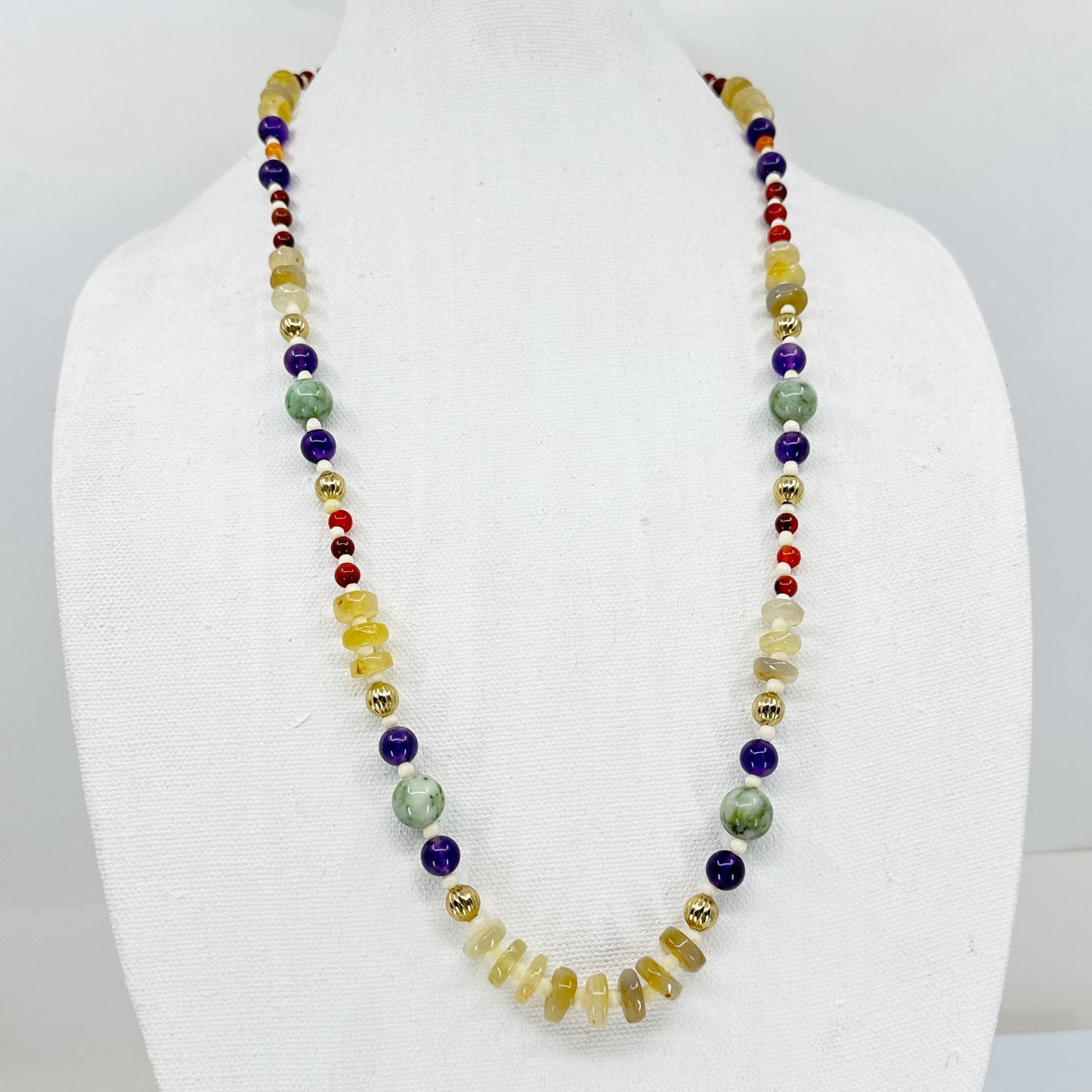 Vintage Hand Made Gemstone bead necklace