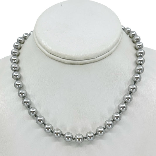 Monet Silver Tone gray pearl necklace