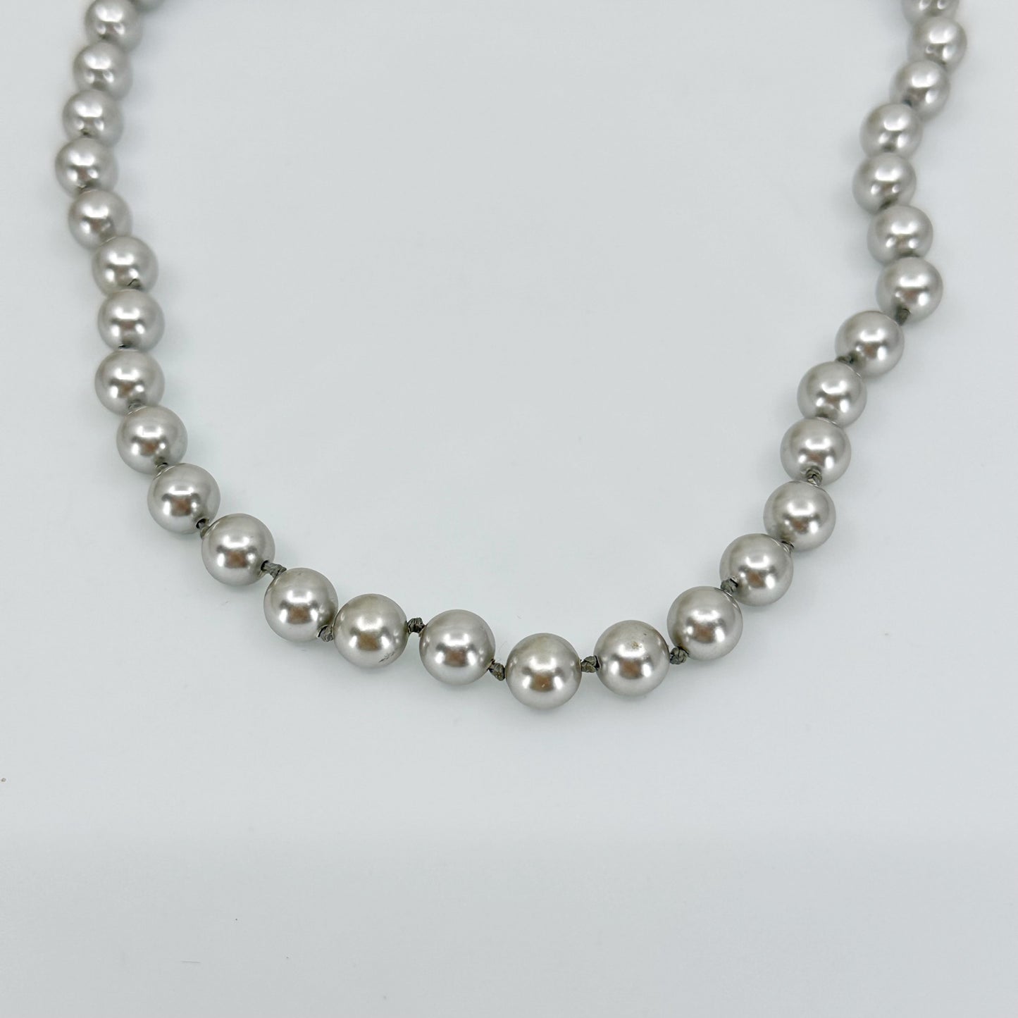 Monet Silver Tone gray pearl necklace