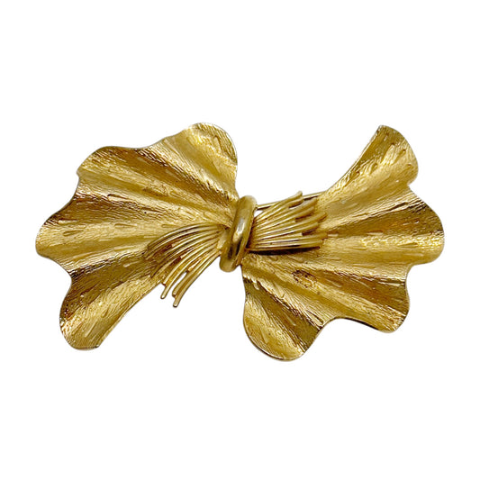 Coro Pegasus Gold tone bow brooch