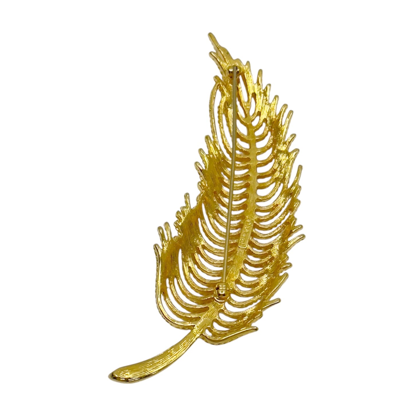 Vintage Monet Gold Tone feather brooch