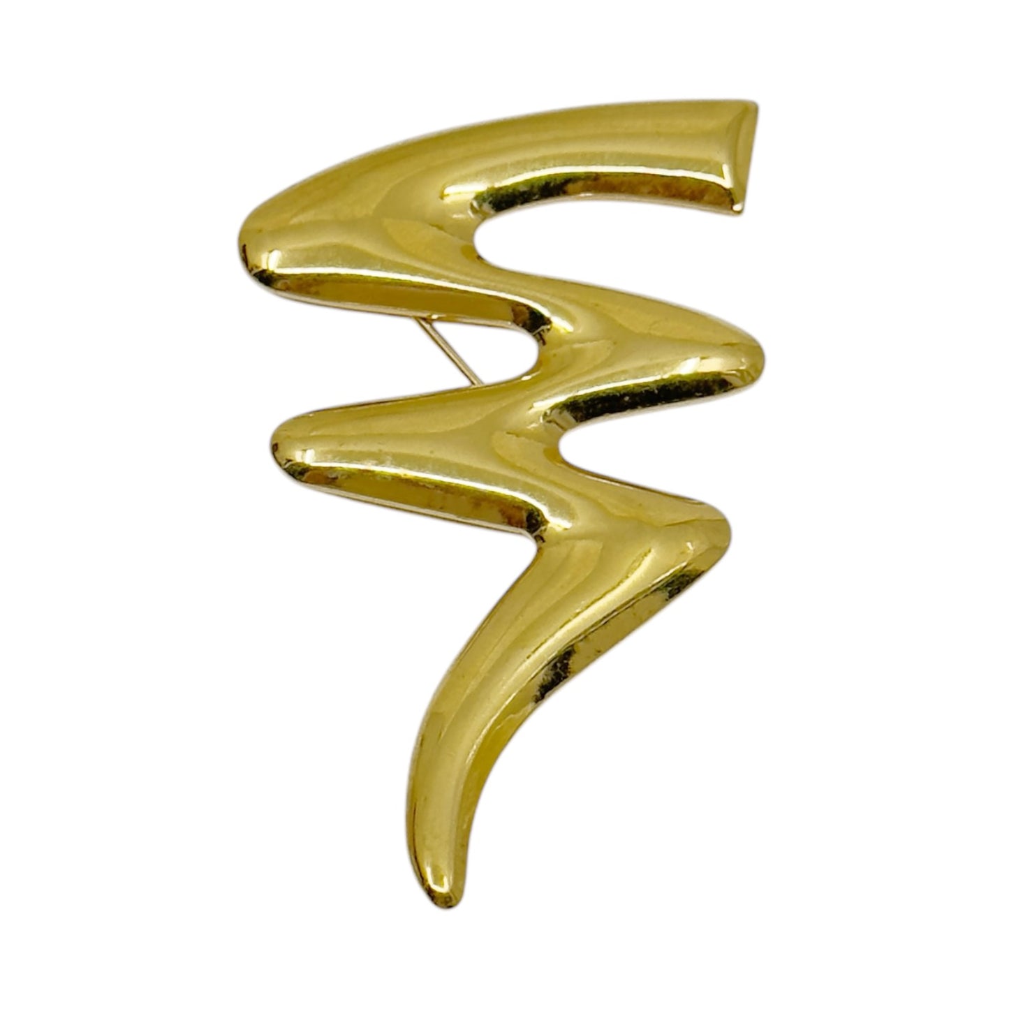 Vintage Gold tone Zig Zag Scribble brooch