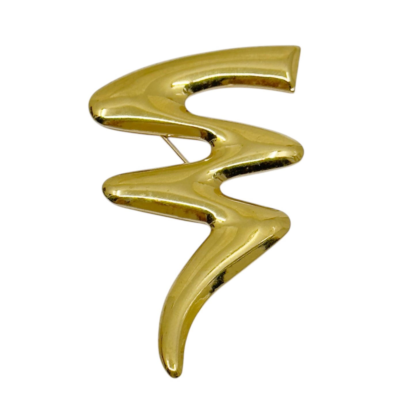 Vintage Gold tone Zig Zag Scribble brooch