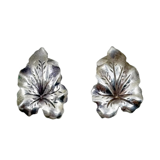 N.E. From Denmark sterling silver leaf clip on earrings - GM63