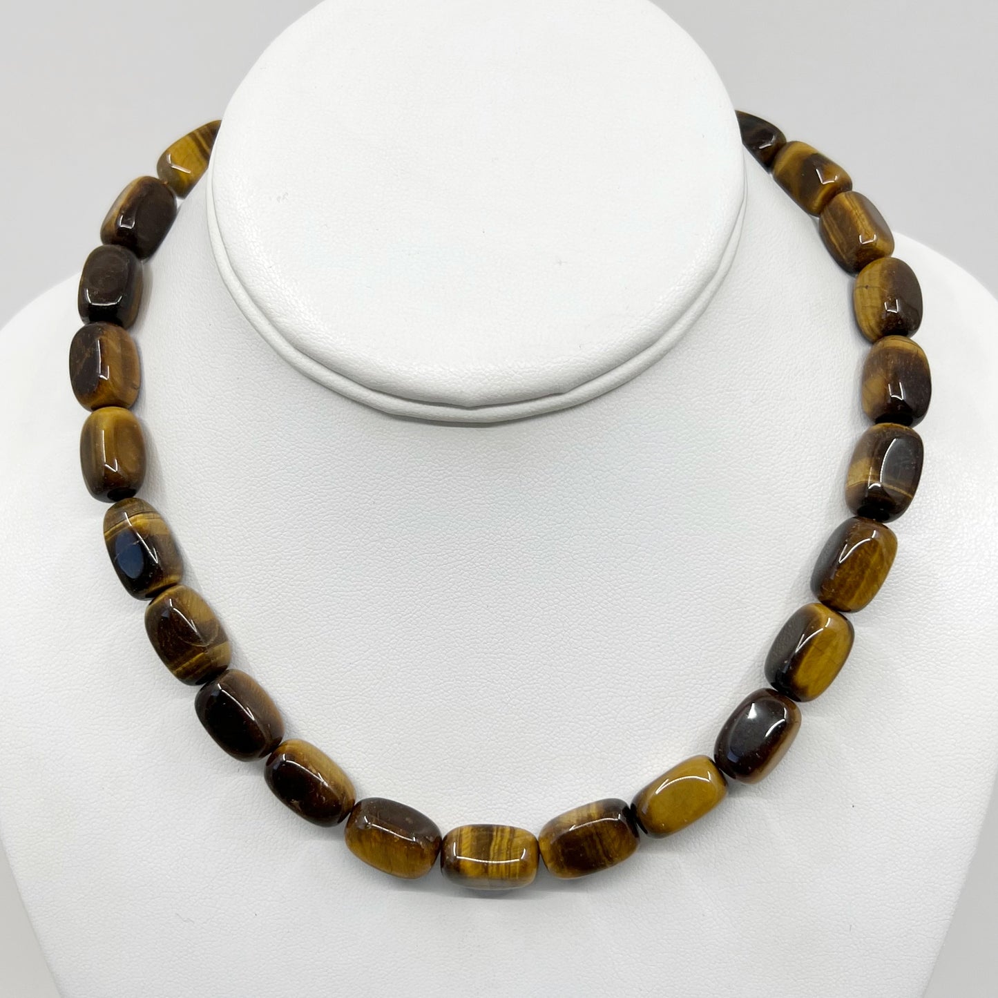 Sterling silver tiger eye bead necklace