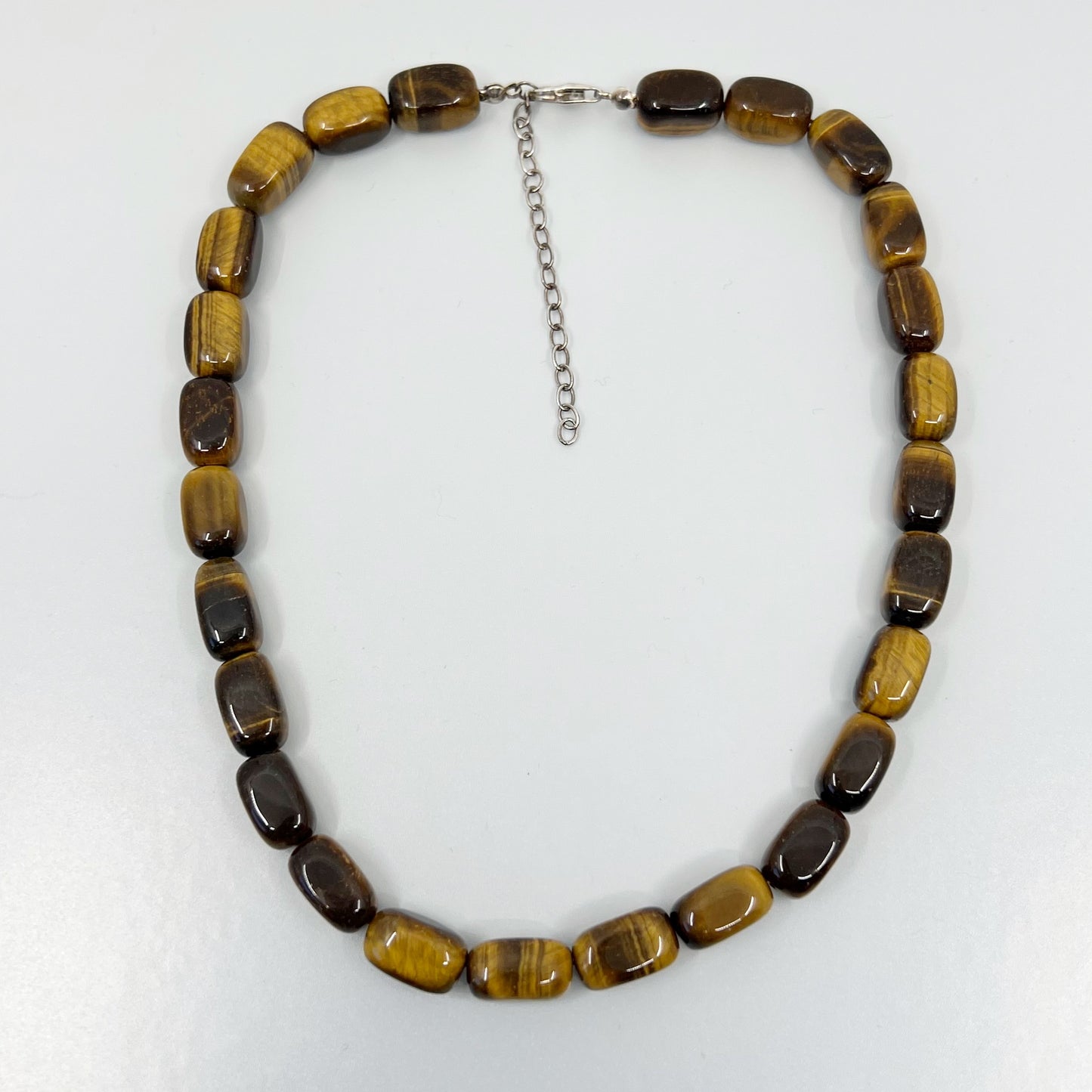 Sterling silver tiger eye bead necklace