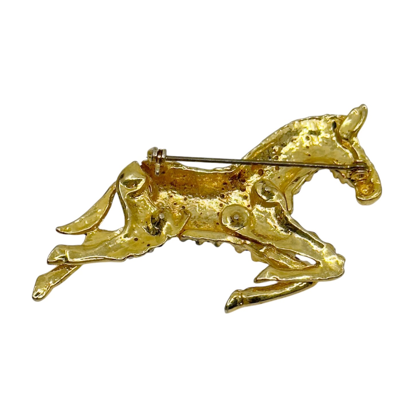 Vintage Gold Tone enamel & rhinestone zebra brooch