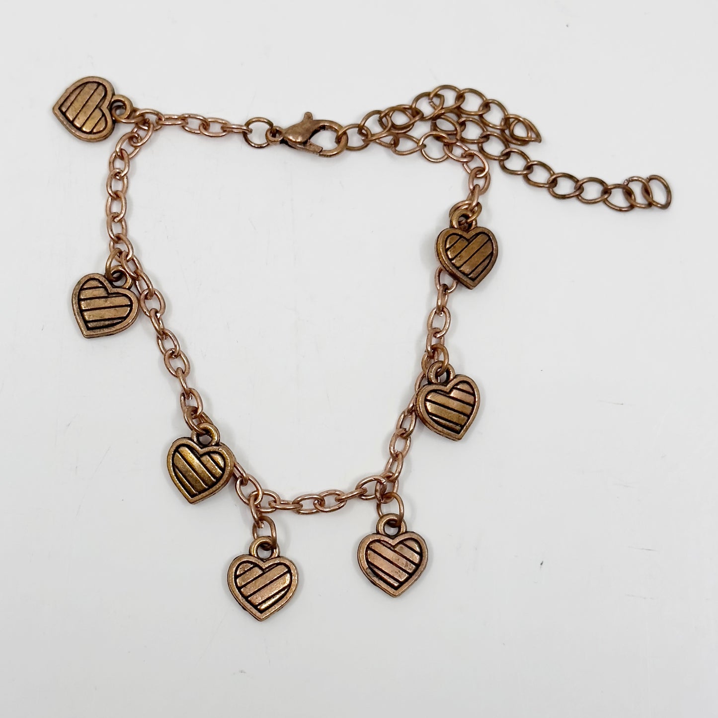 Copper heart charm bracelet