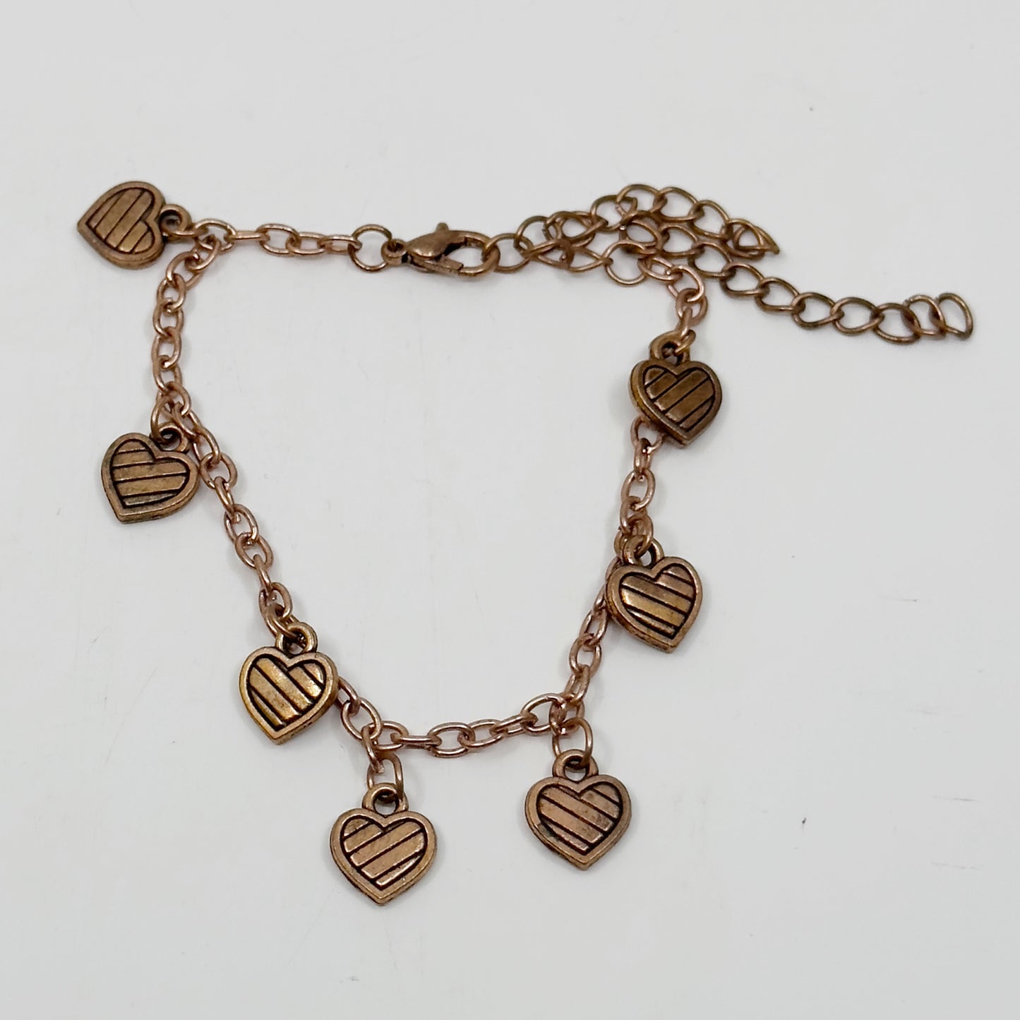 Copper heart charm bracelet