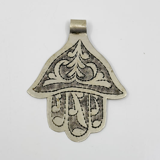 Vintage alpaca hamsa pendant