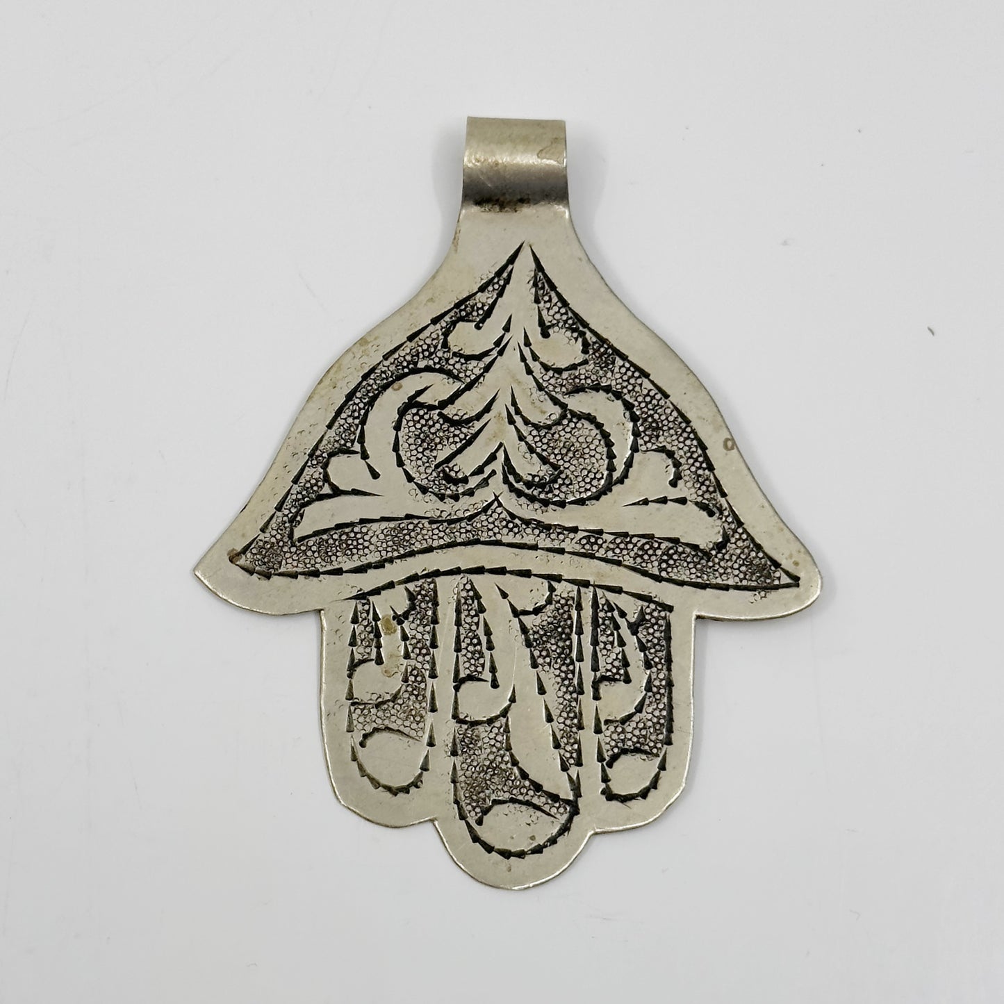 Vintage alpaca hamsa pendant