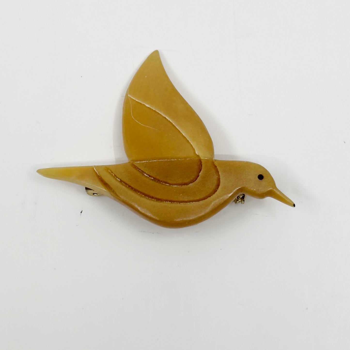 Vintage carved lucite Hummingbird brooch