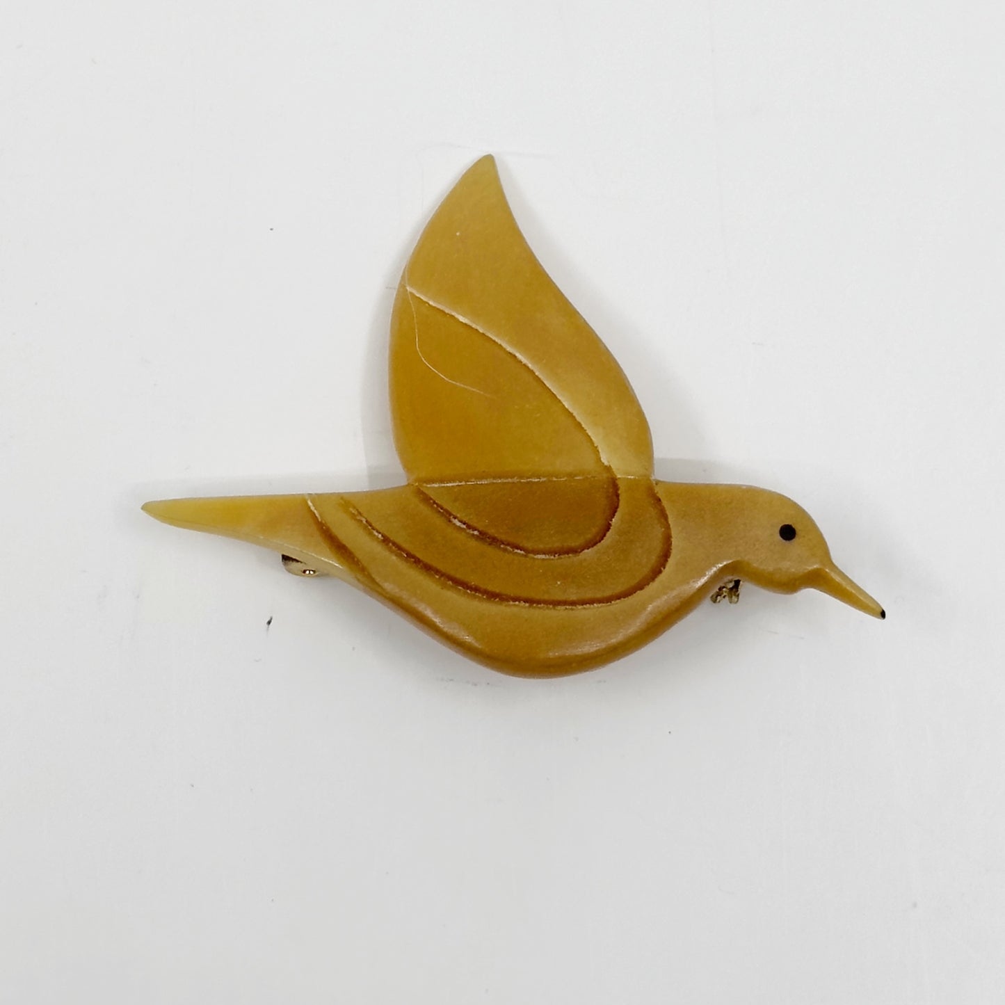 Vintage carved lucite Hummingbird brooch