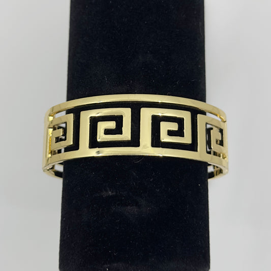 Gold Tone Greek key hinged bangle bracelet