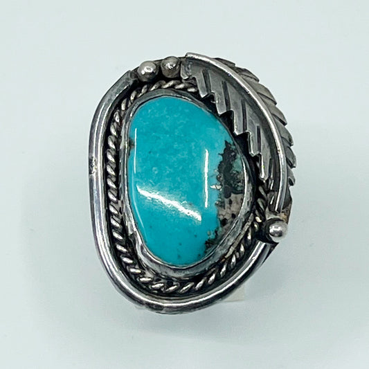 Steven Apachito Navajo sterling silver turquoise ring