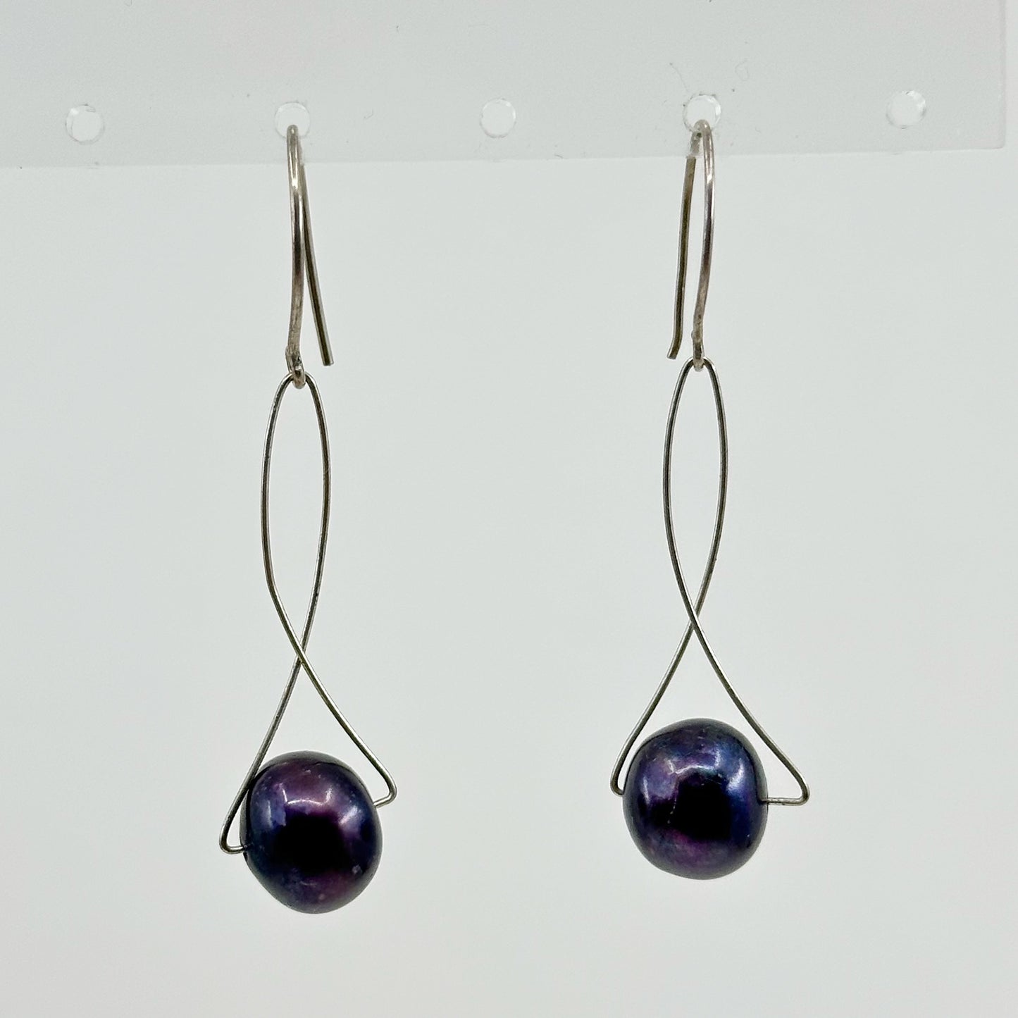 Hand Made Sterling silver pearl earrings