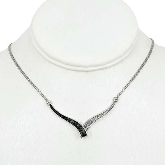 Sterling silver 1/2 carat white & black diamond necklace