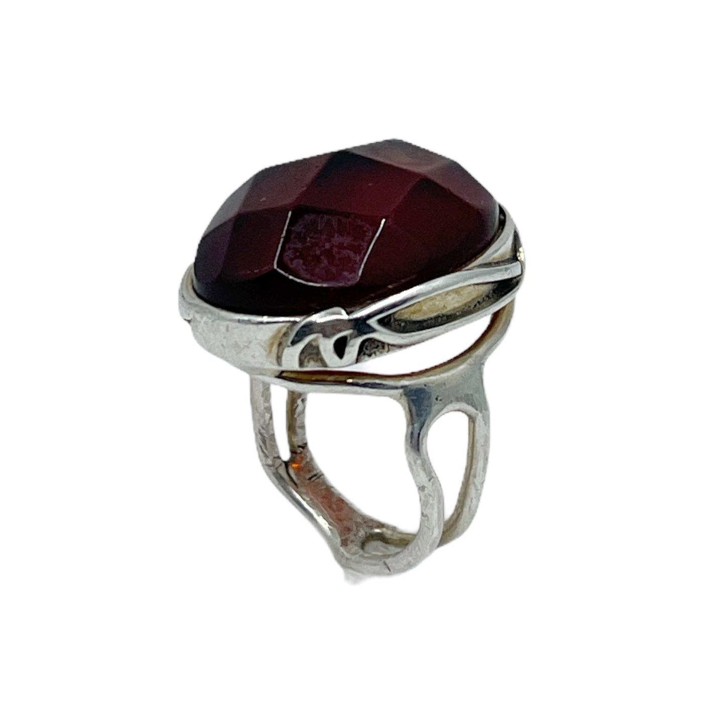 sterling silver cherry amber ring