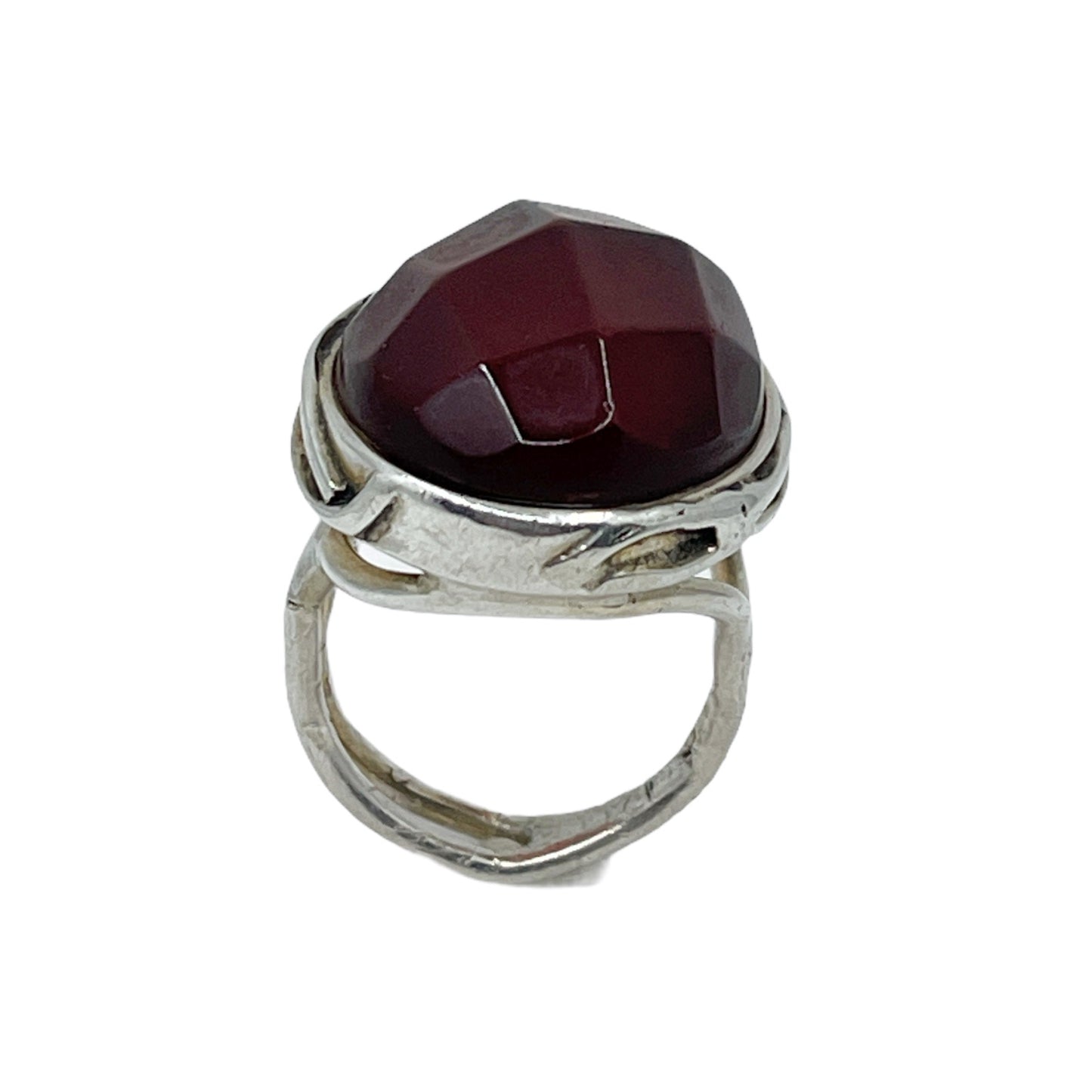 sterling silver cherry amber ring