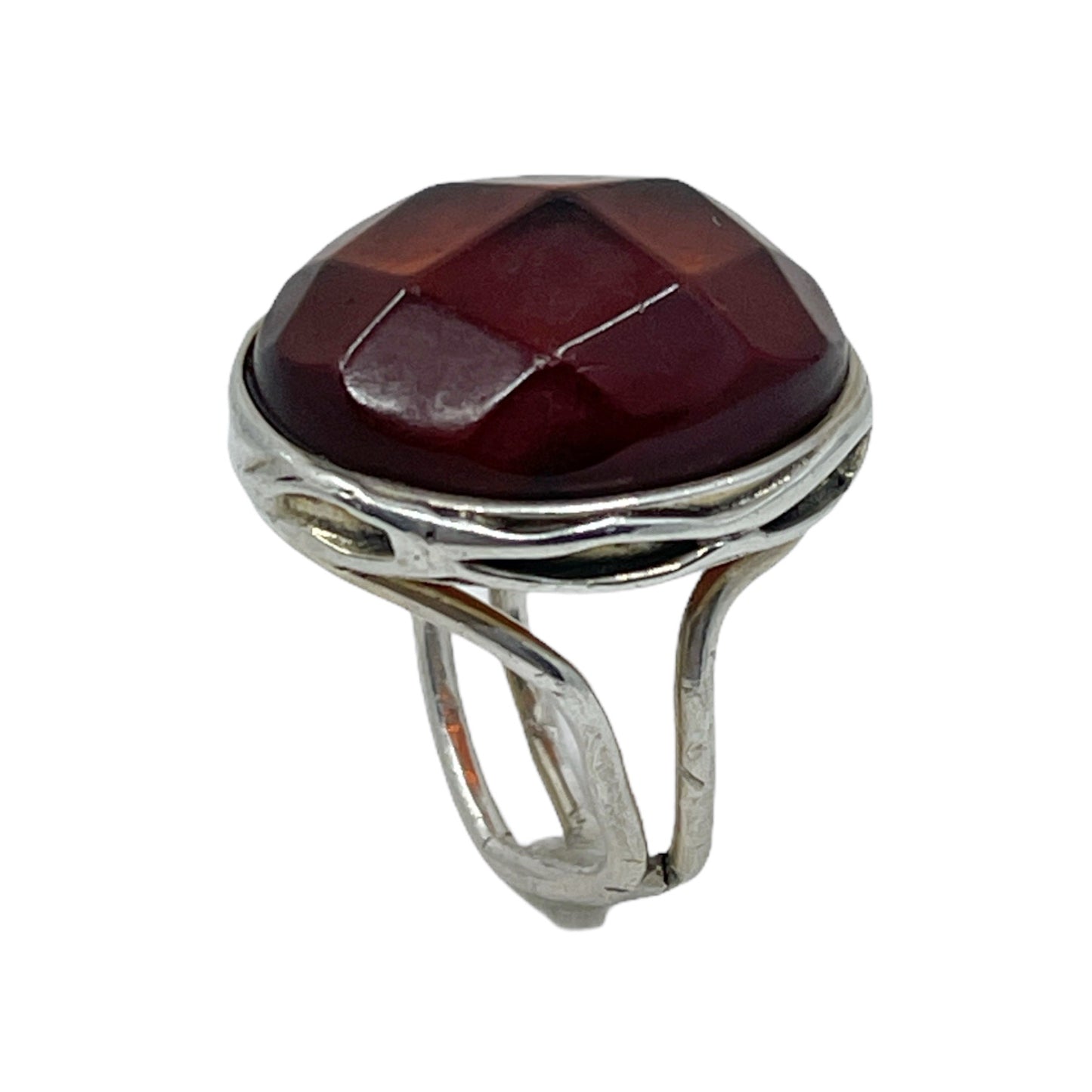 sterling silver cherry amber ring