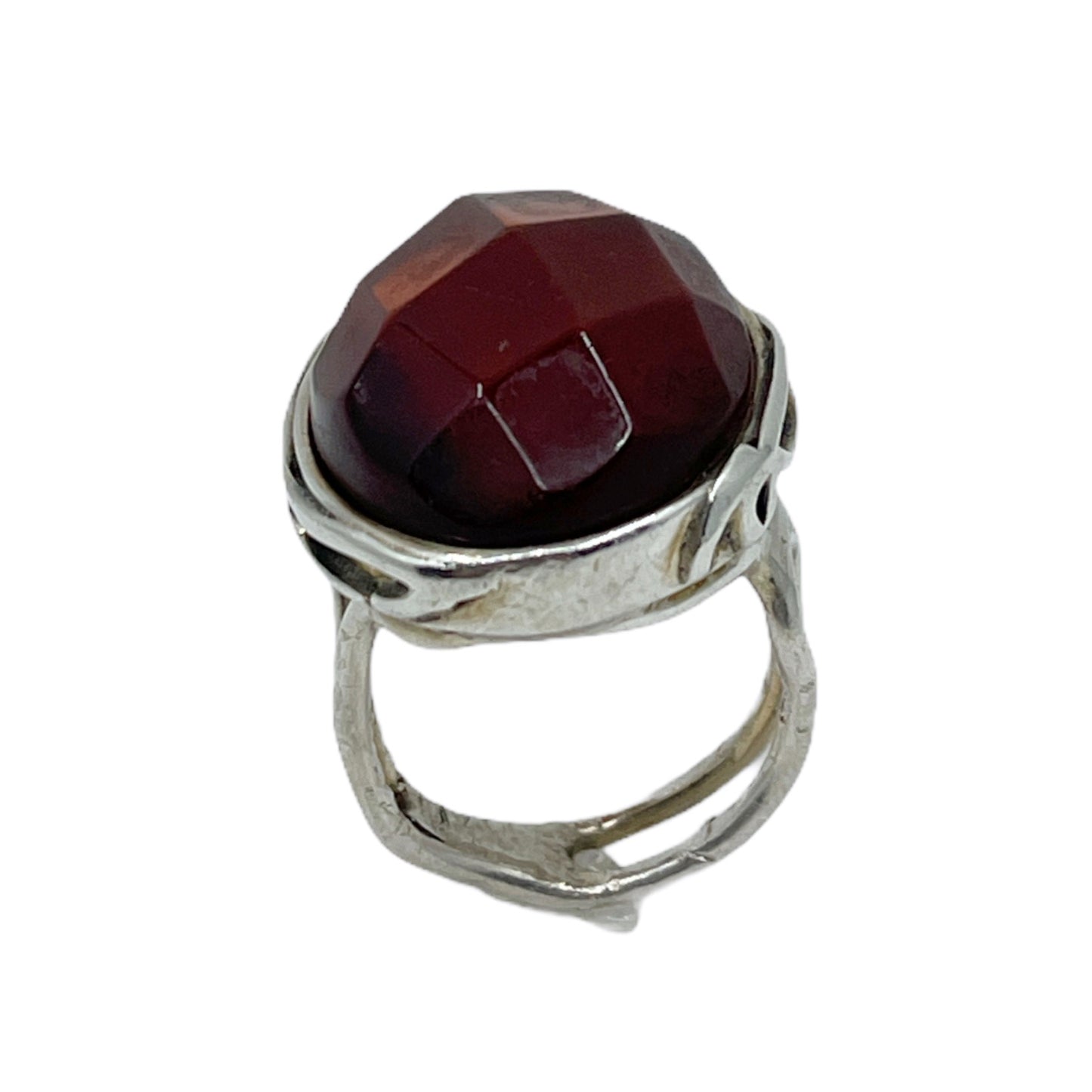 sterling silver cherry amber ring