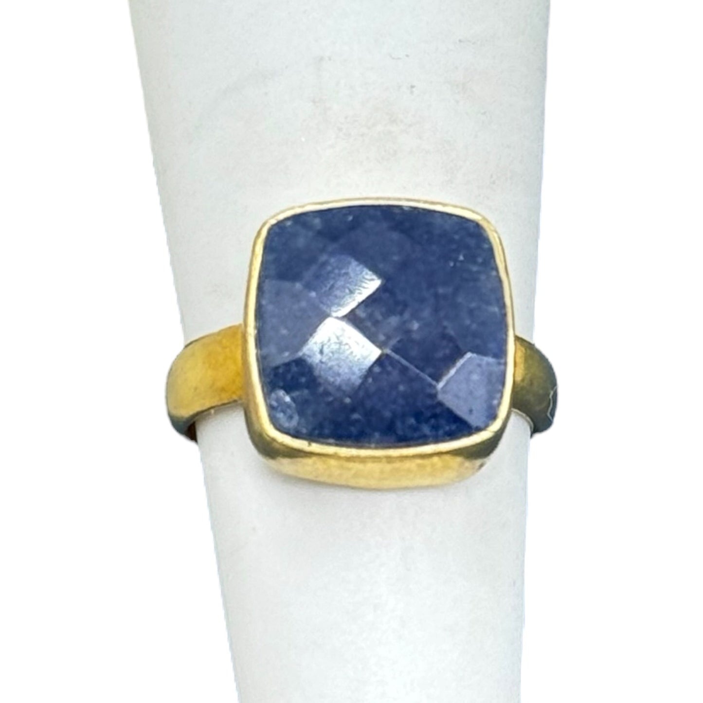 Gold vermeil sterling silver milky sapphire ring - GM332