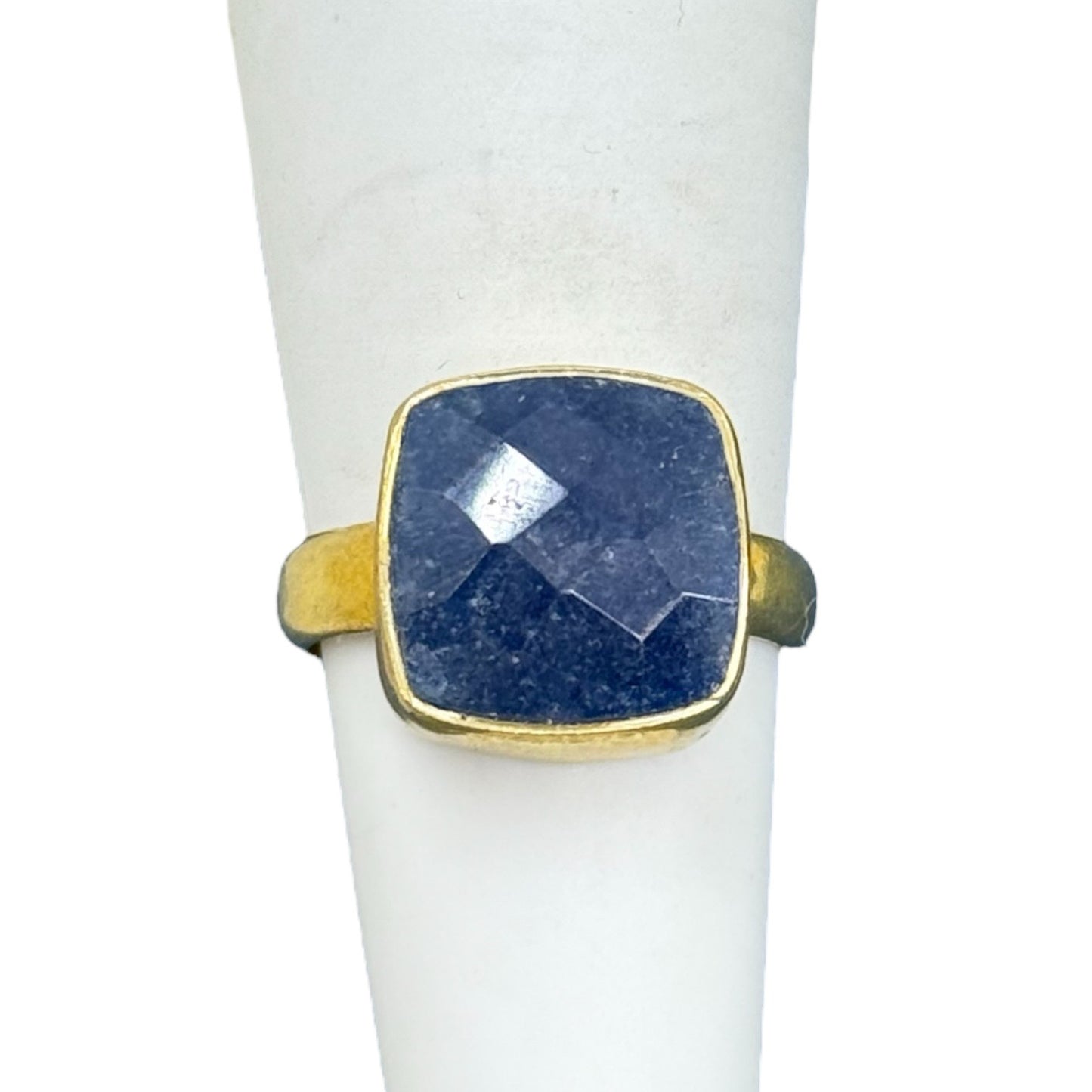 Gold vermeil sterling silver milky sapphire ring - GM332