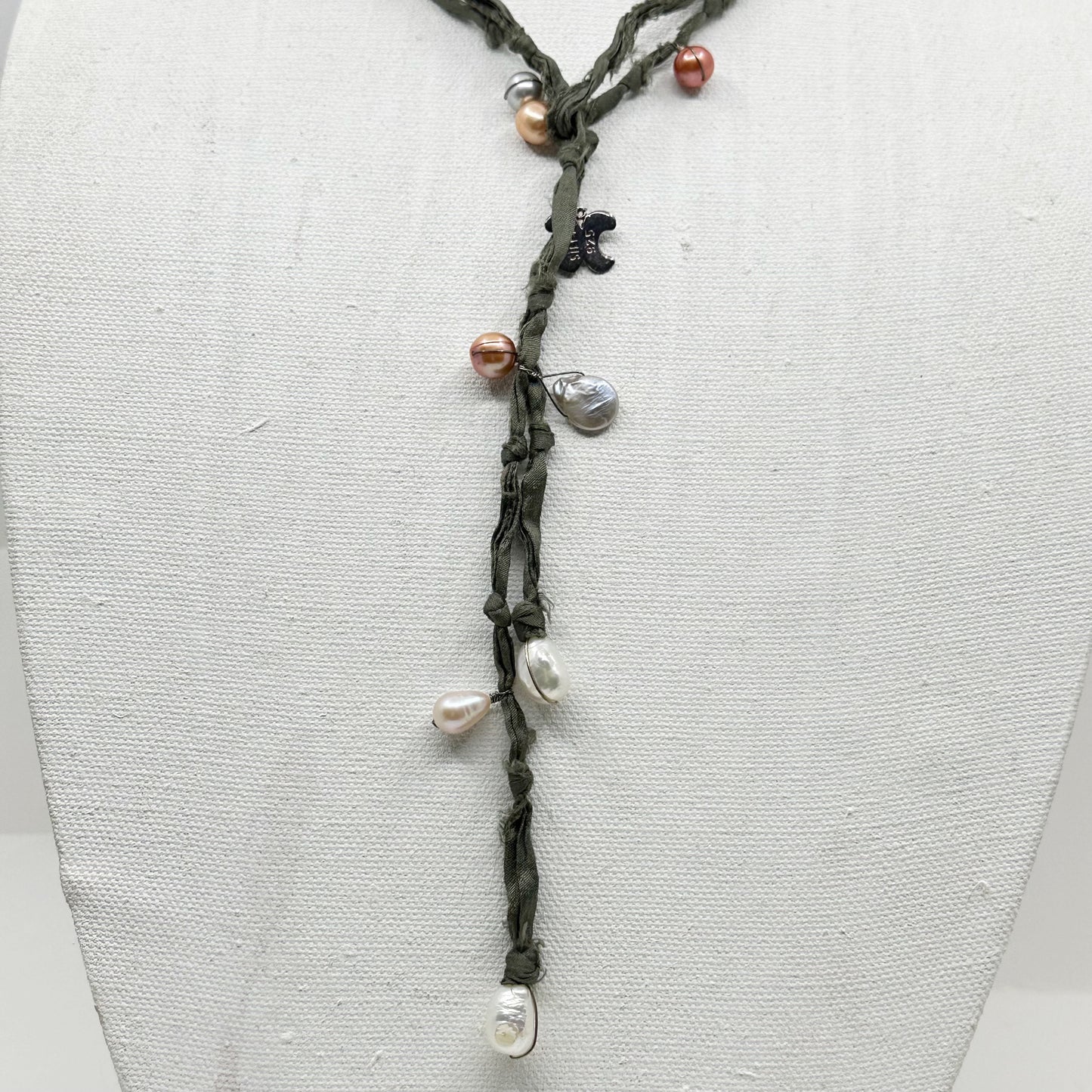 Silk Sterling silver freshwater pearl necklace