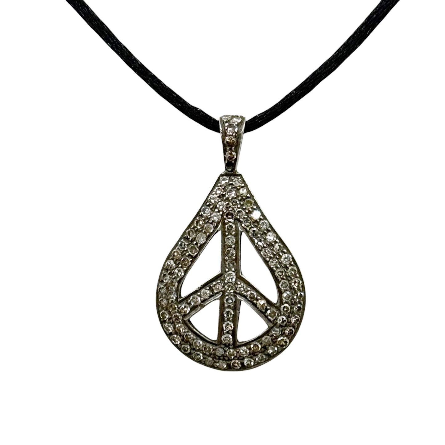 Sterling silver pave 2 carat diamond peace pendant - GM223