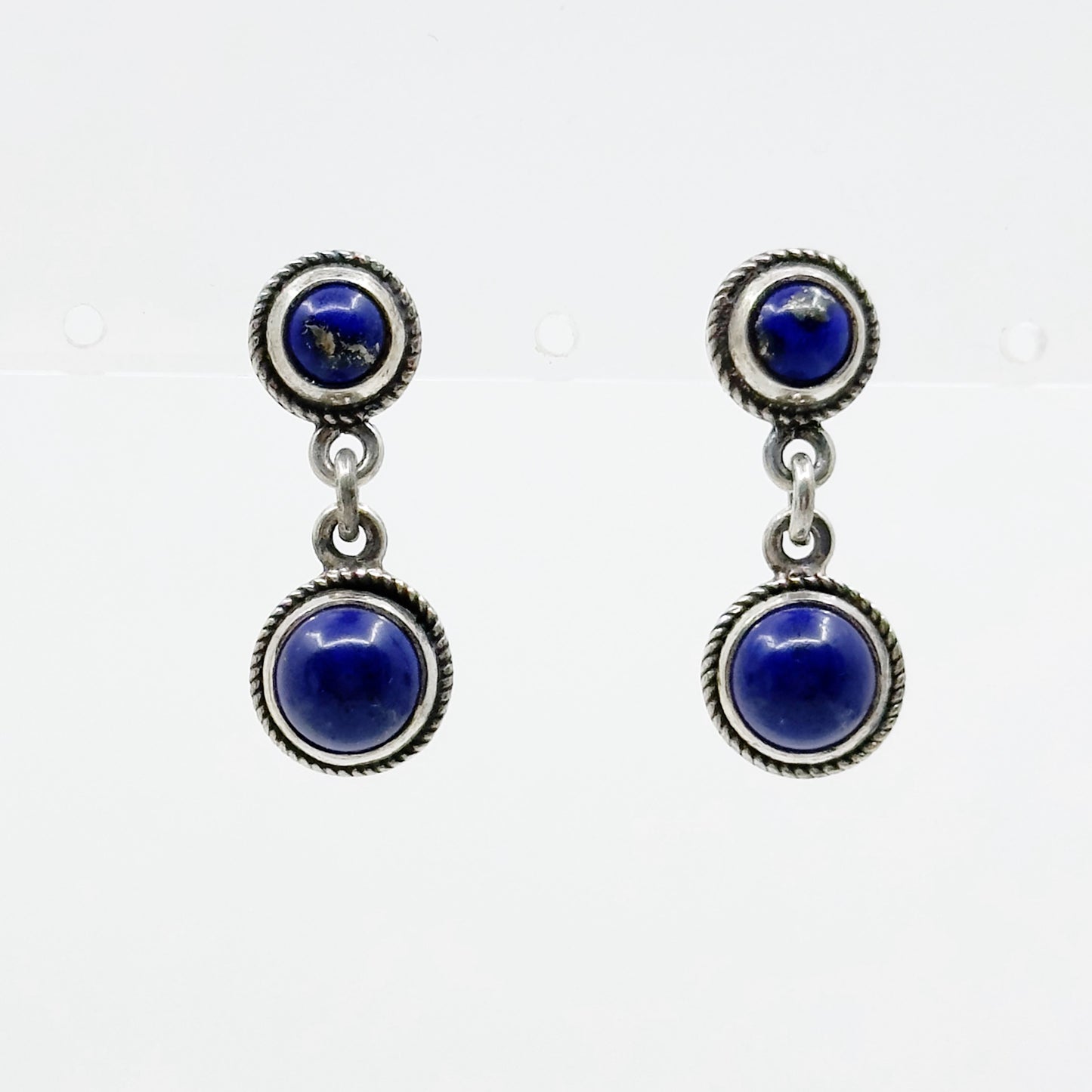 Vintage Egyptian sterling silver lapis lazuli earrings