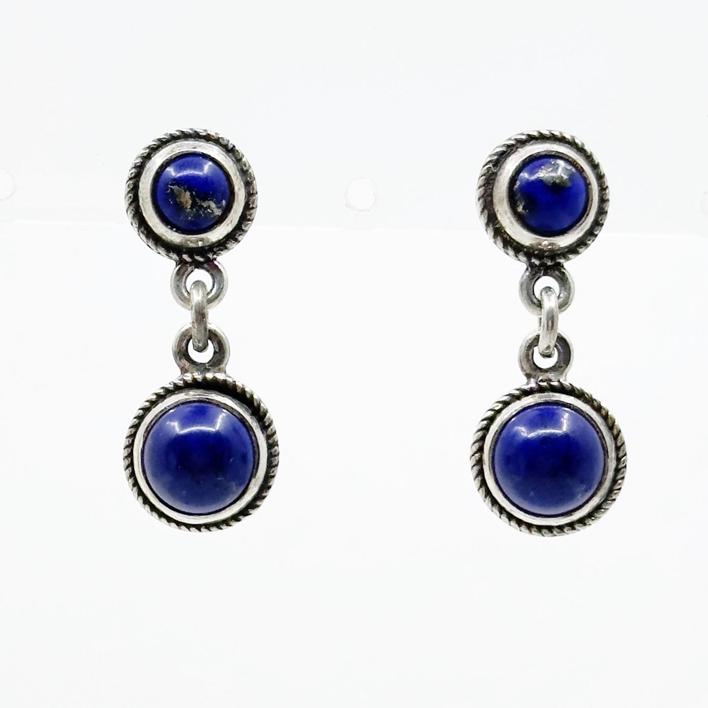 Vintage Egyptian sterling silver lapis lazuli earrings