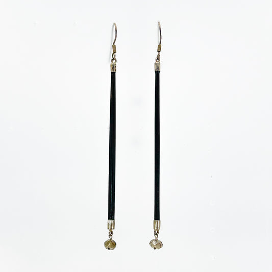 Oversized sterling silver ebony & smoky quartz drop earrings